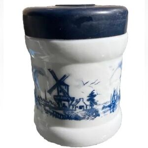 Valkenswaard Cigar Humidor Opaline White Glass Jar Blue Belgium Vintage